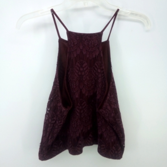 Kendall + Kylie Maroon Burgundy Crochet Lace Racerback Top M Holiday Holidays - Picture 7 of 9